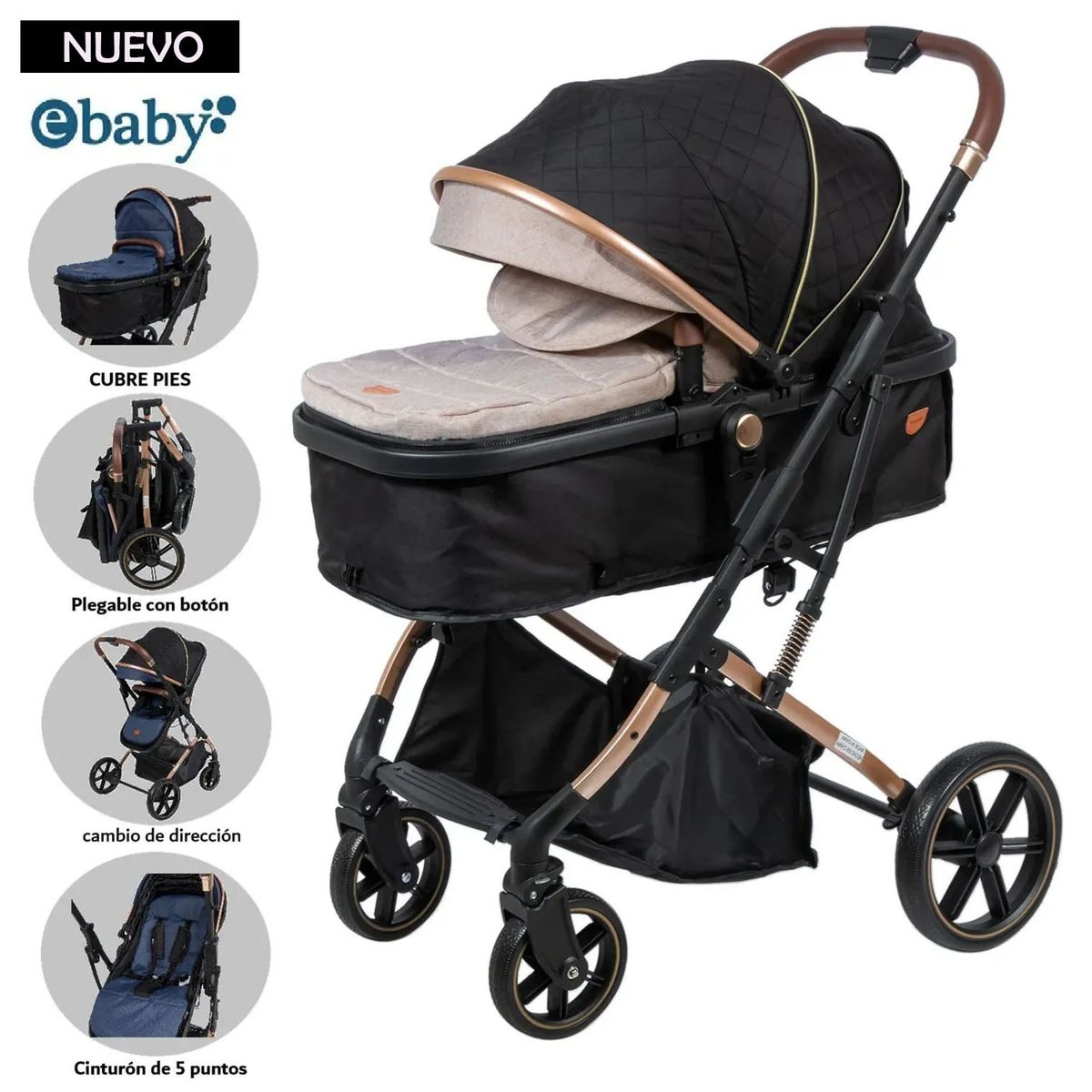 EBABY - Coche Cuna Moisés SATURNO EB126-1 Beige