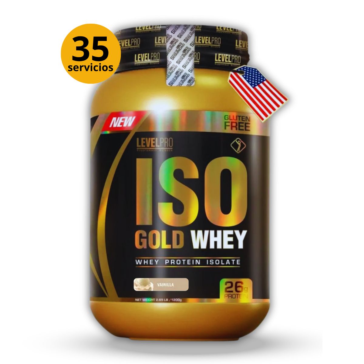LEVEL PRO - ISO GOLD WHEY DE 1kg VAINILLA - PROTEÍNA ISOLATADA