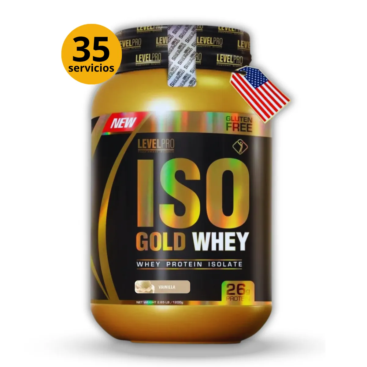 LEVEL PRO - ISO GOLD WHEY DE 1kg VAINILLA - PROTEÍNA ISOLATADA