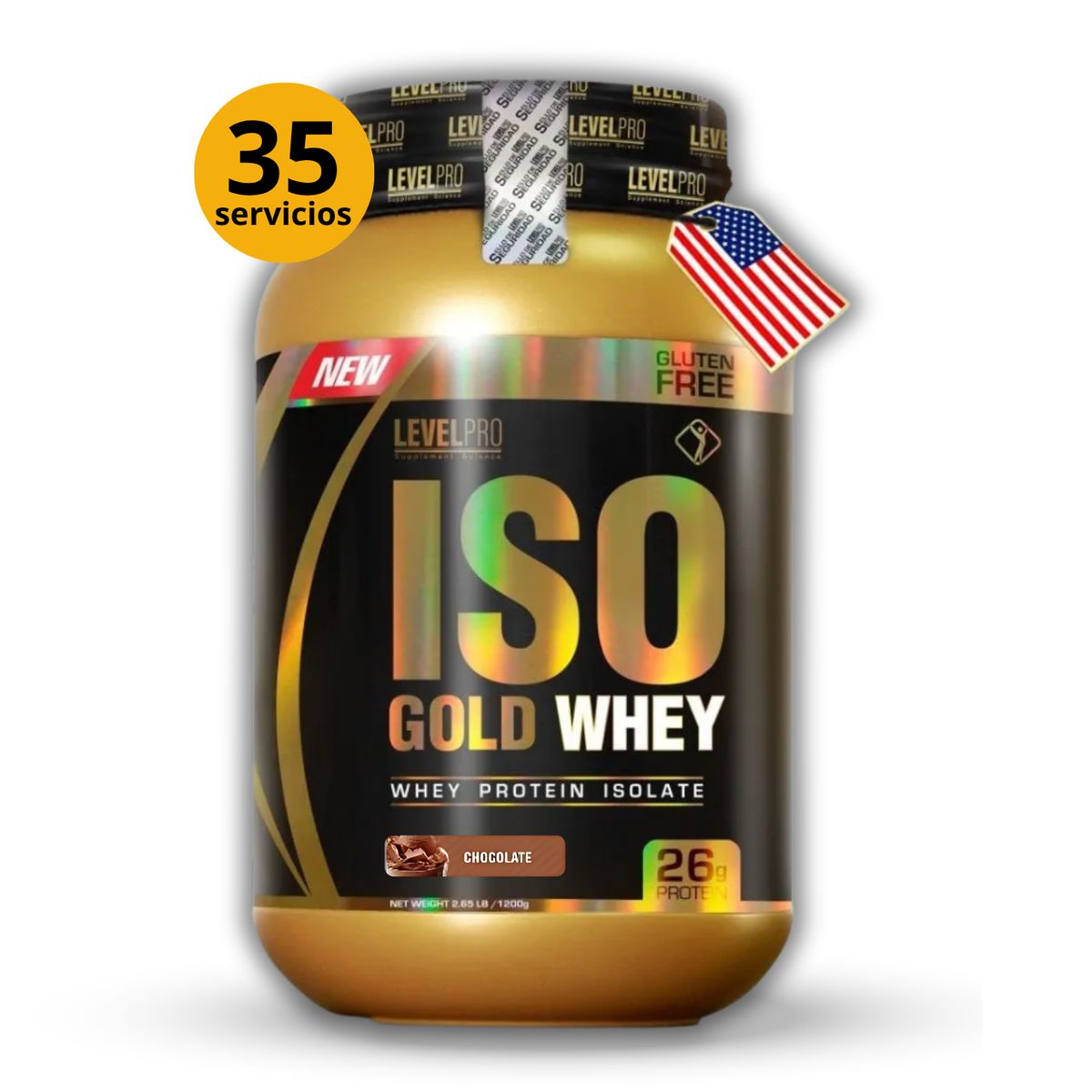 LEVEL PRO - ISO GOLD WHEY DE 1kg CHOCOLATE - PROTEÍNA ISOLATADA
