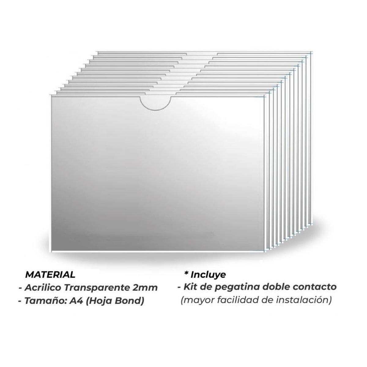 OEM - Portapapel de Acrilico A4 Horizontal - Pack de 12 unidades