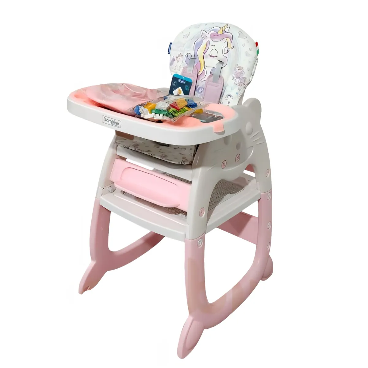 BAMBINO - Silla de Comer para Bebe Escritorio con Accesorios Rosadito