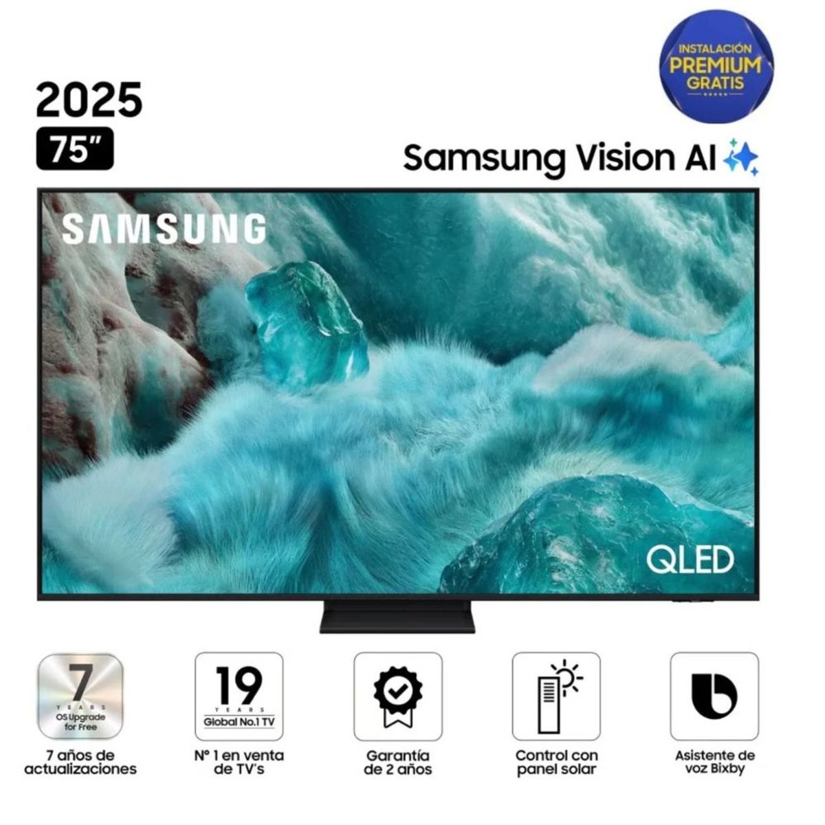 SAMSUNG - TELEVISOR SAMSUNG QLED 75" UHD 4K  Vision AI Smart TV QN75Q7F5AGXPE (2025)