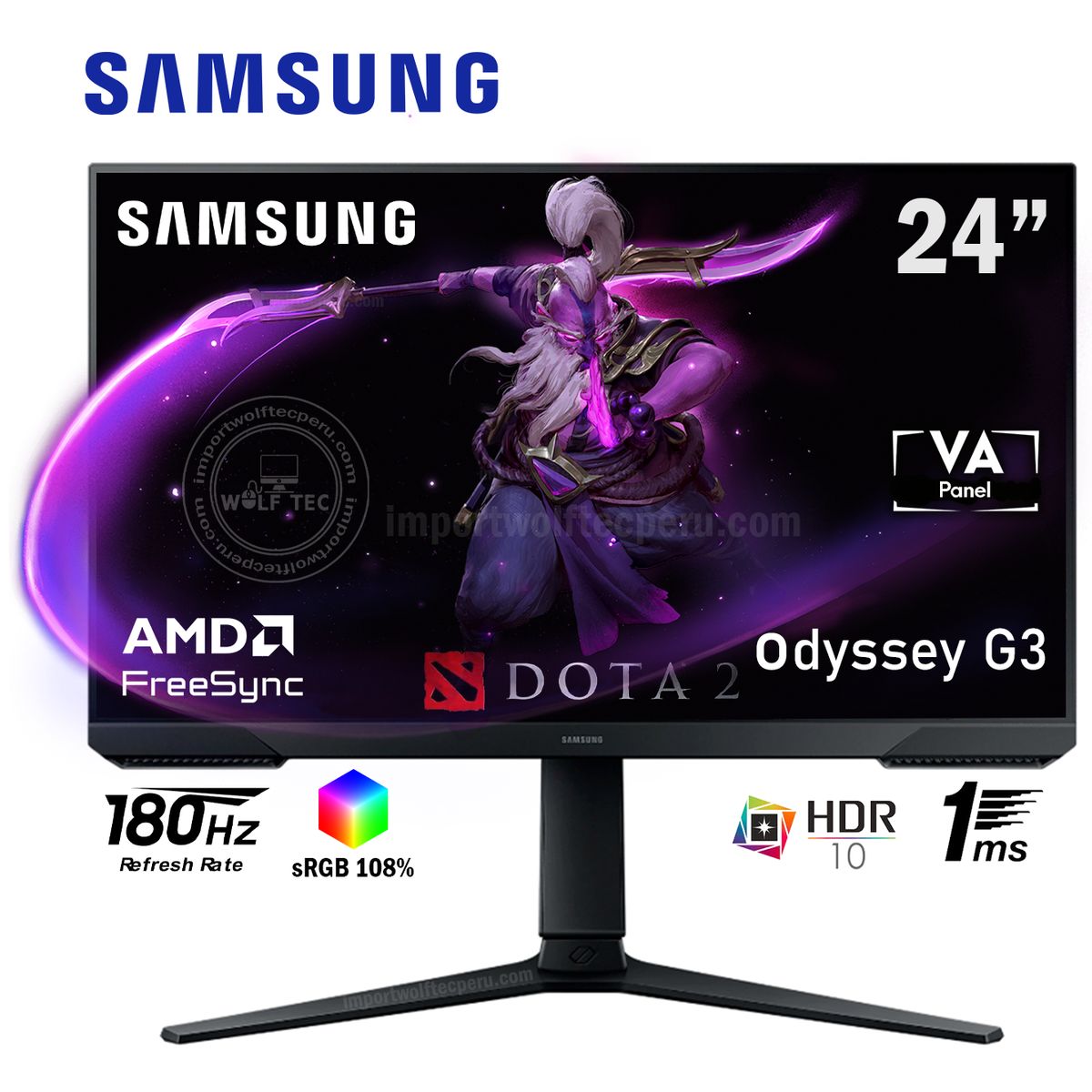 SAMSUNG - MONITOR SAMSUNG LS24DG300ELXPE Odyssey G3 24 VA FHD 180Hz 1ms FreeSync