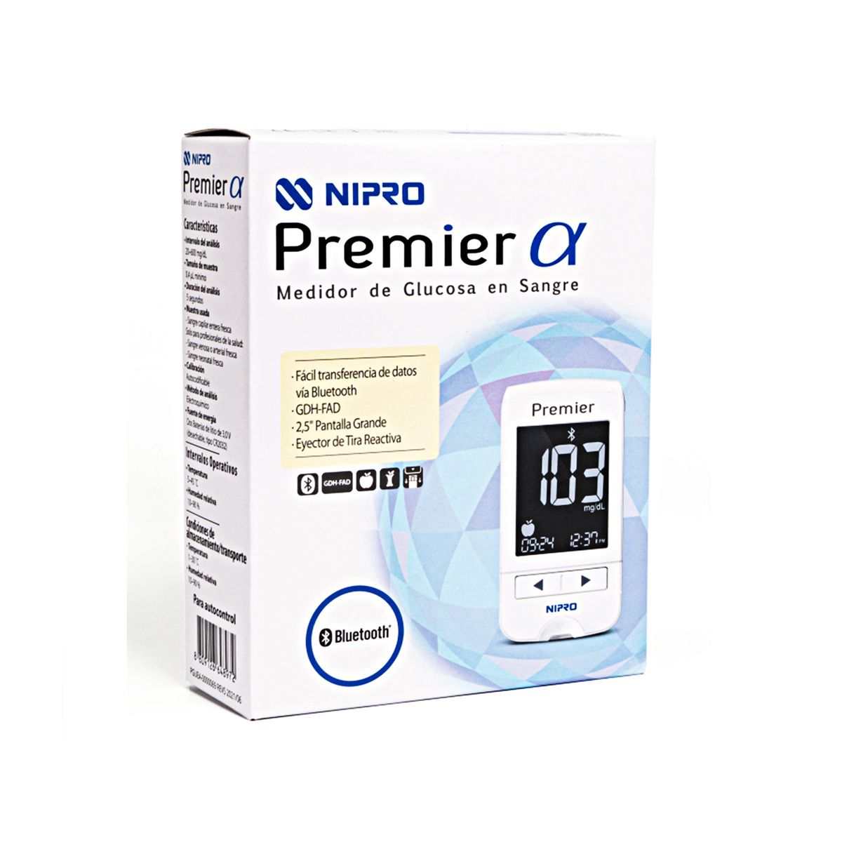 NIPRO - Glucometro Medidor De Glucosa Bluetooth Nipro Premier