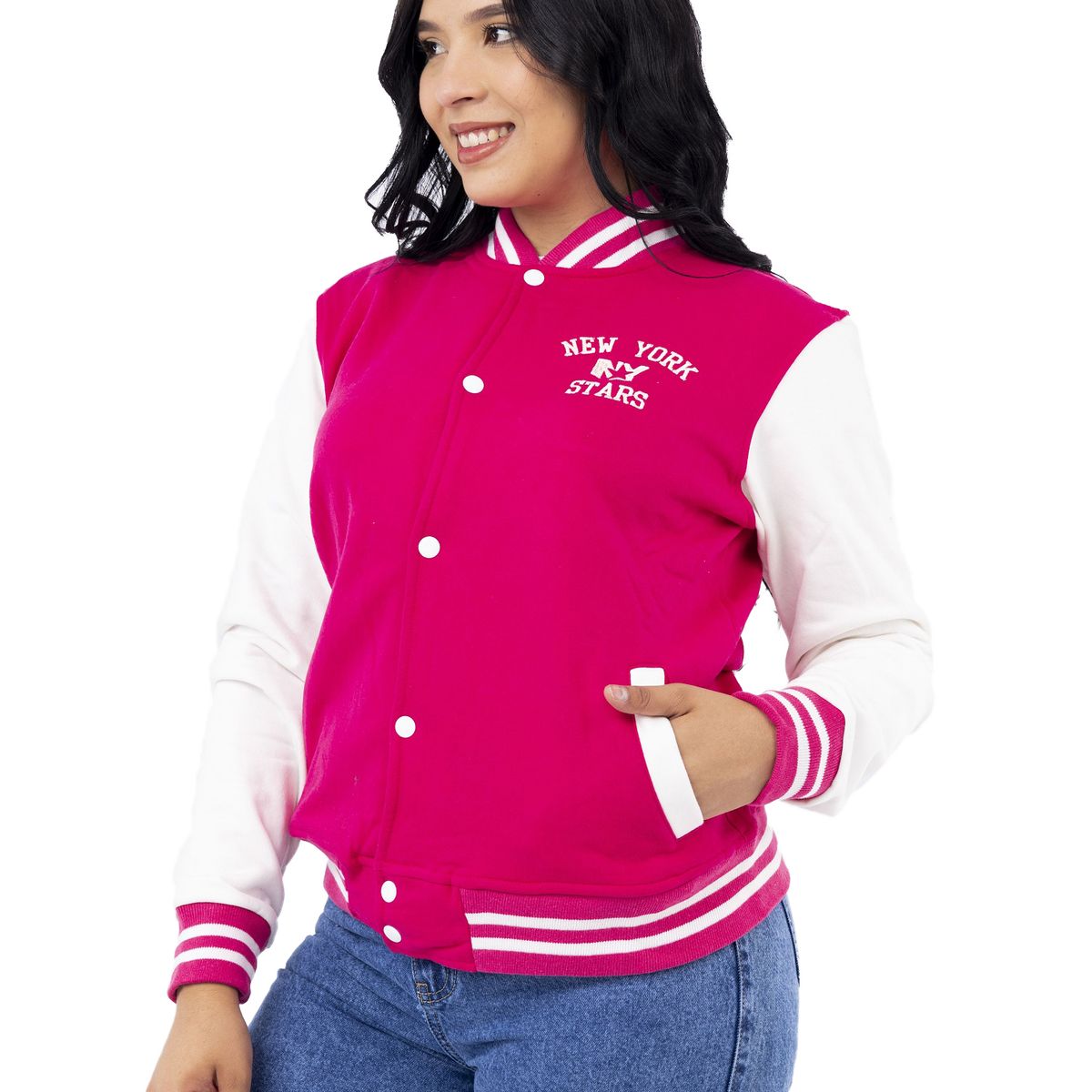 NEW YORK STARS - Casaca de Mujer Modelo Americana - Fucsia