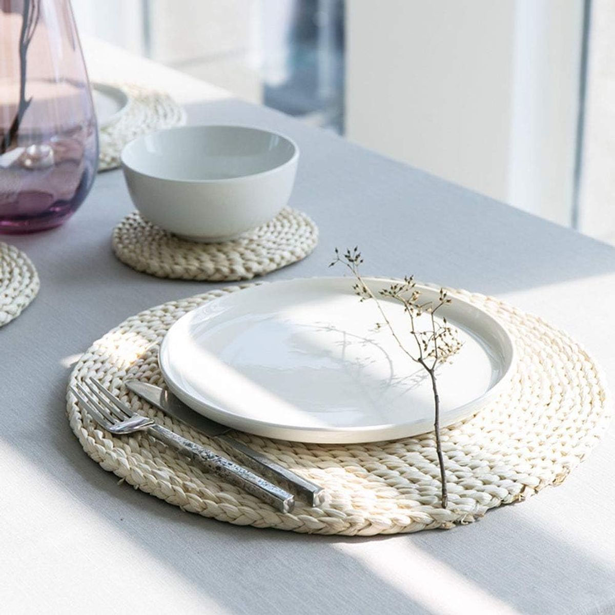 GENERICO - Set de 4 manteles individuales redondos de algodón