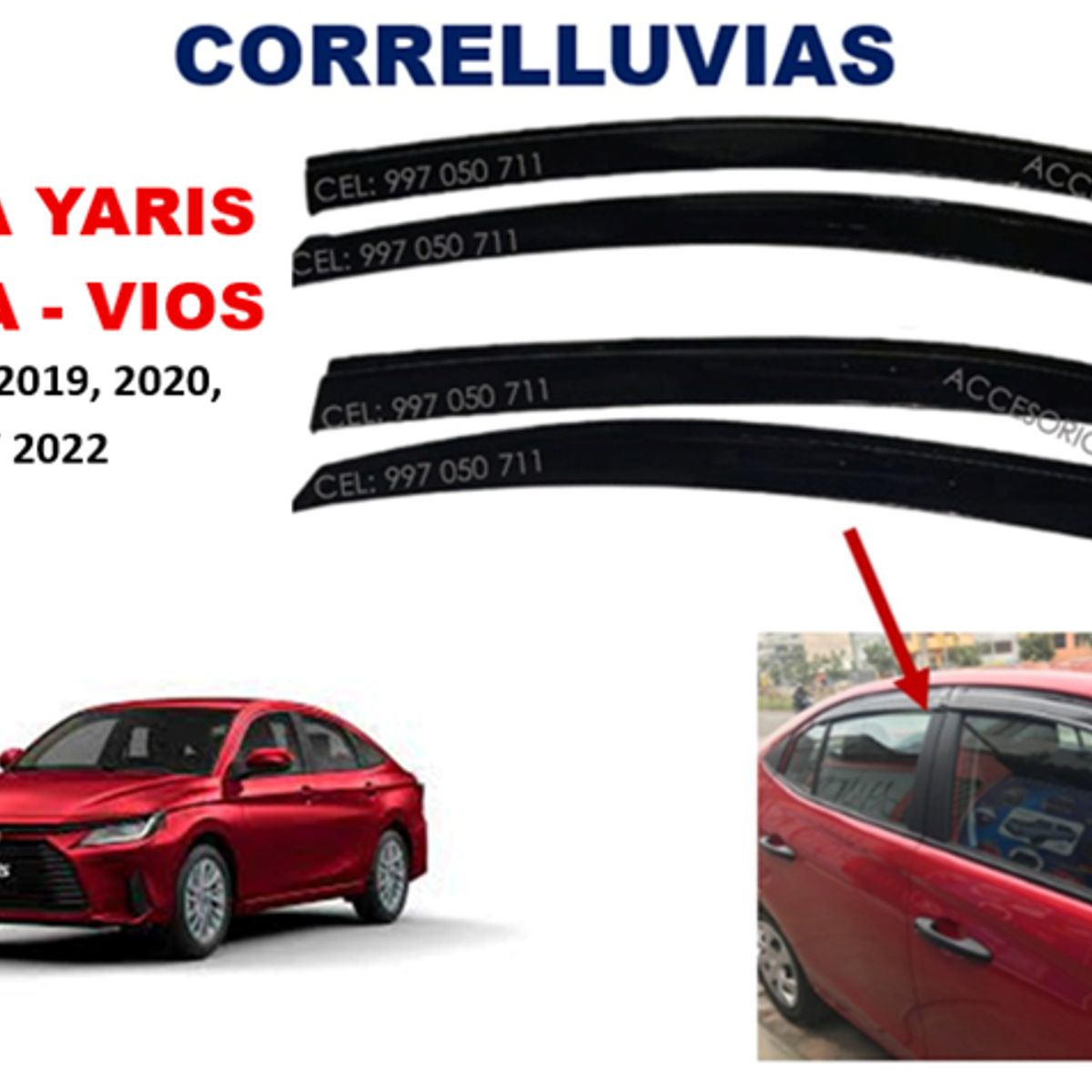 GENERICO - Correlluvias TOYOTA YARIS ENVIDIA - VIOS año 2018 al 2022