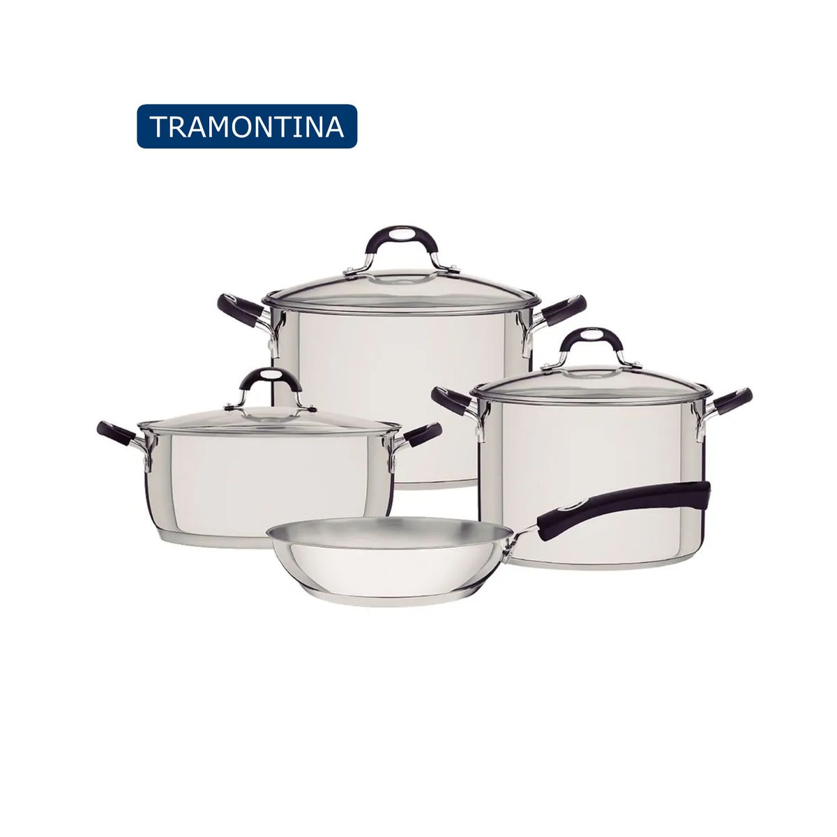 TRAMONTINA - Juego de Ollas Astro Silicone x7Pzas AInox OH20+O30+OA24+S24 TRAMONTINA