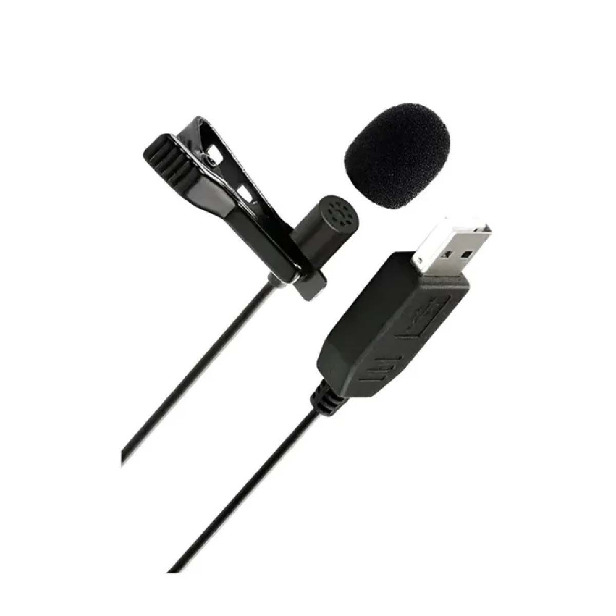 GENERICO - Micrófono Lavalier de Solapa USB + Filtro Cortaviento  para Exteriores