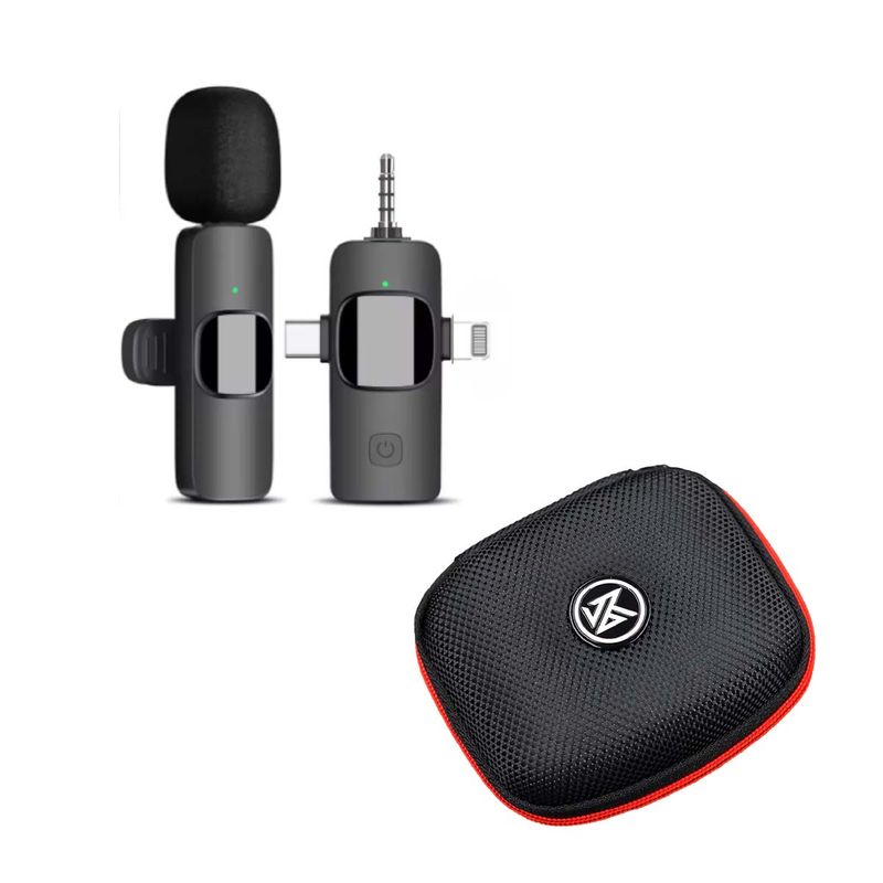 GO SELECT - Micrófono Lavalier Inalámbrico 3 en 1 + Mini Estuche para Auriculares