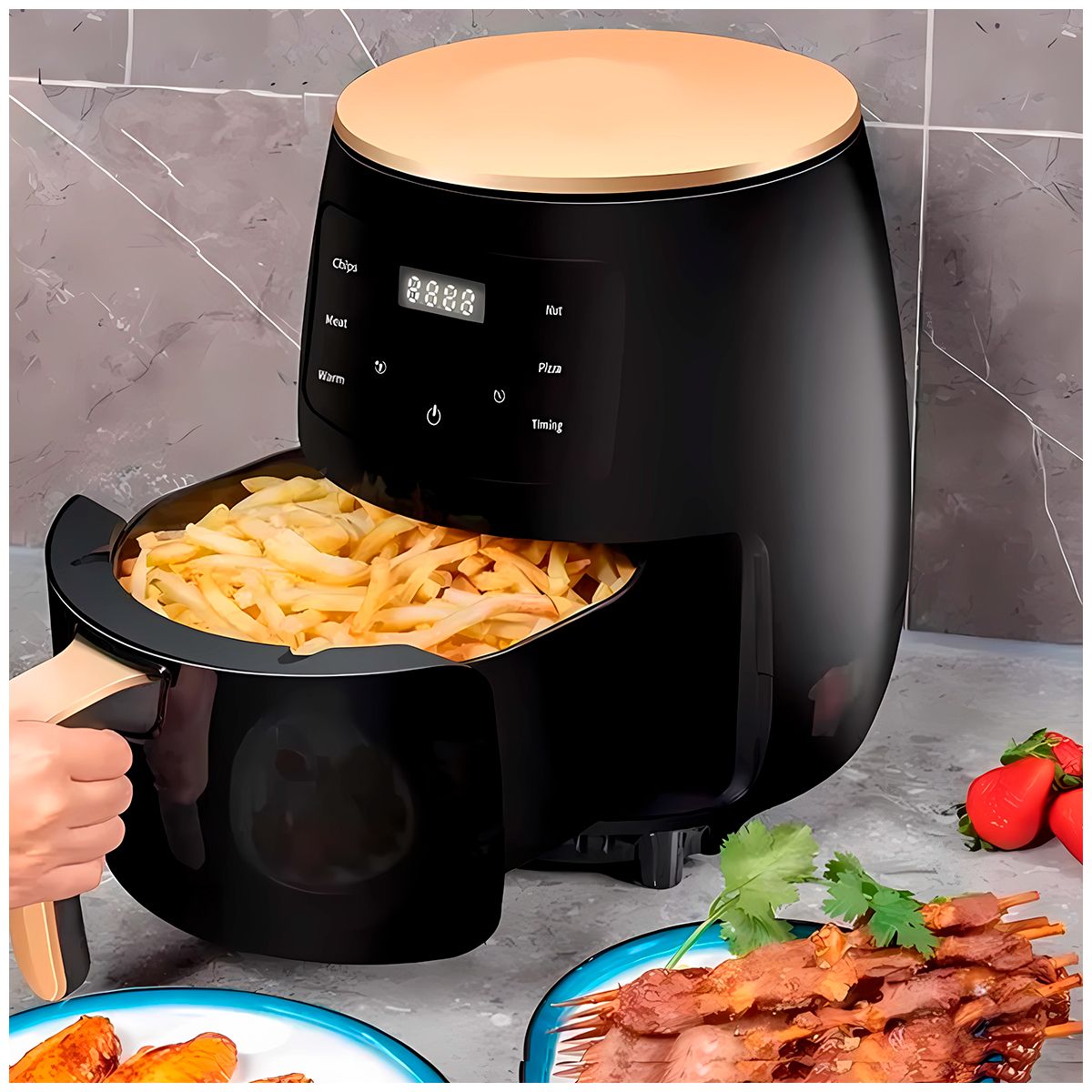 GENERICO - Freidora Aire Airfryer Digital 6 Litros Sin Aceite 2400W Extra Grande