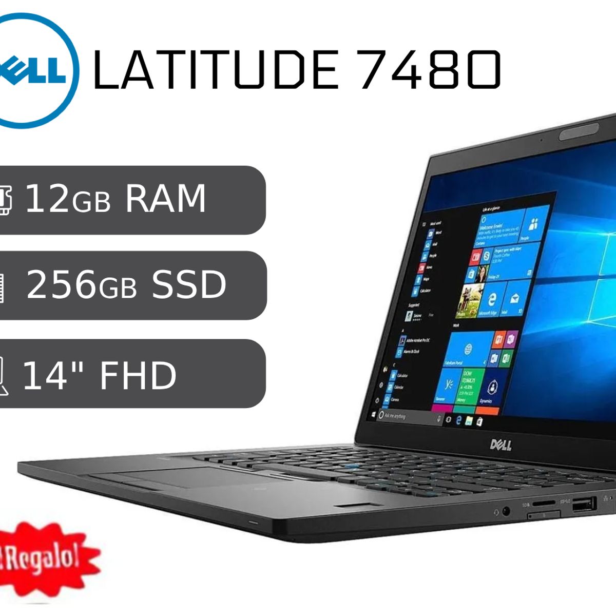 DELL - Laptop Dell Latitude 7480 Ci7 6ta 12gb Ram 256gb Ssd 14" Reacondicionada 1 año garantia + COOLER