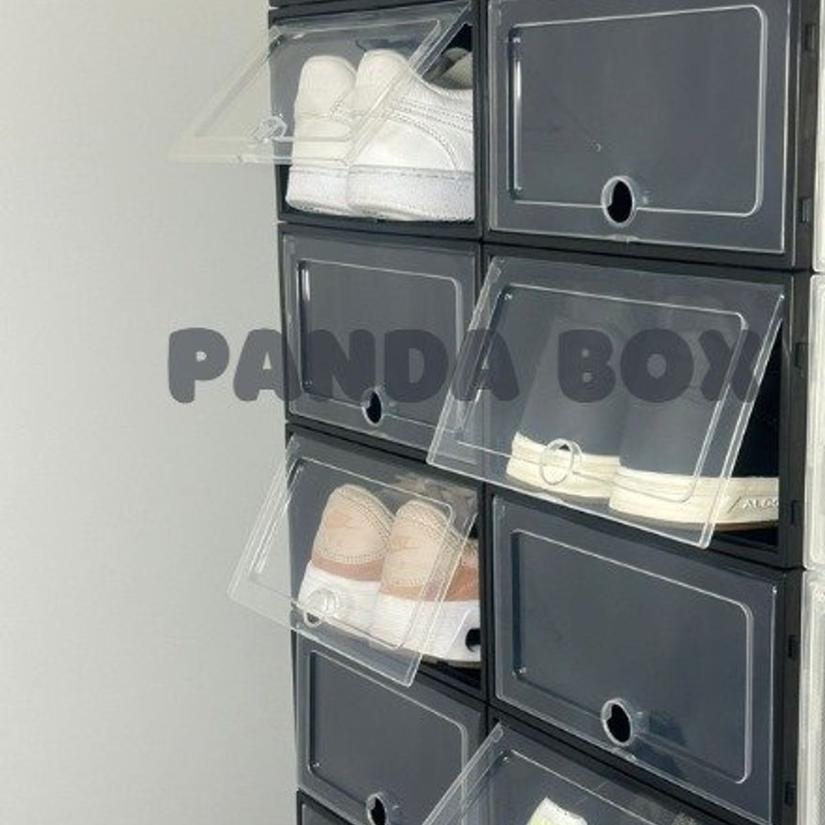 GENERICO - Set x 24 Cajas Apilables Protectoras de Zapatos - Negro