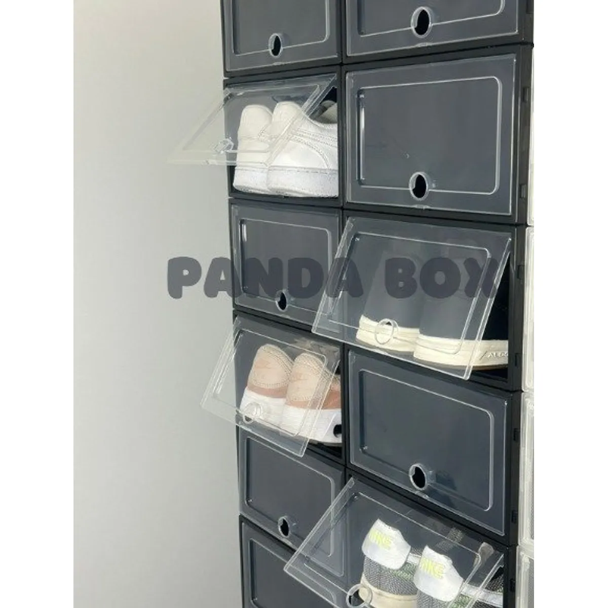 GENERICO - Set x 24 Cajas Apilables Protectoras de Zapatos - Negro