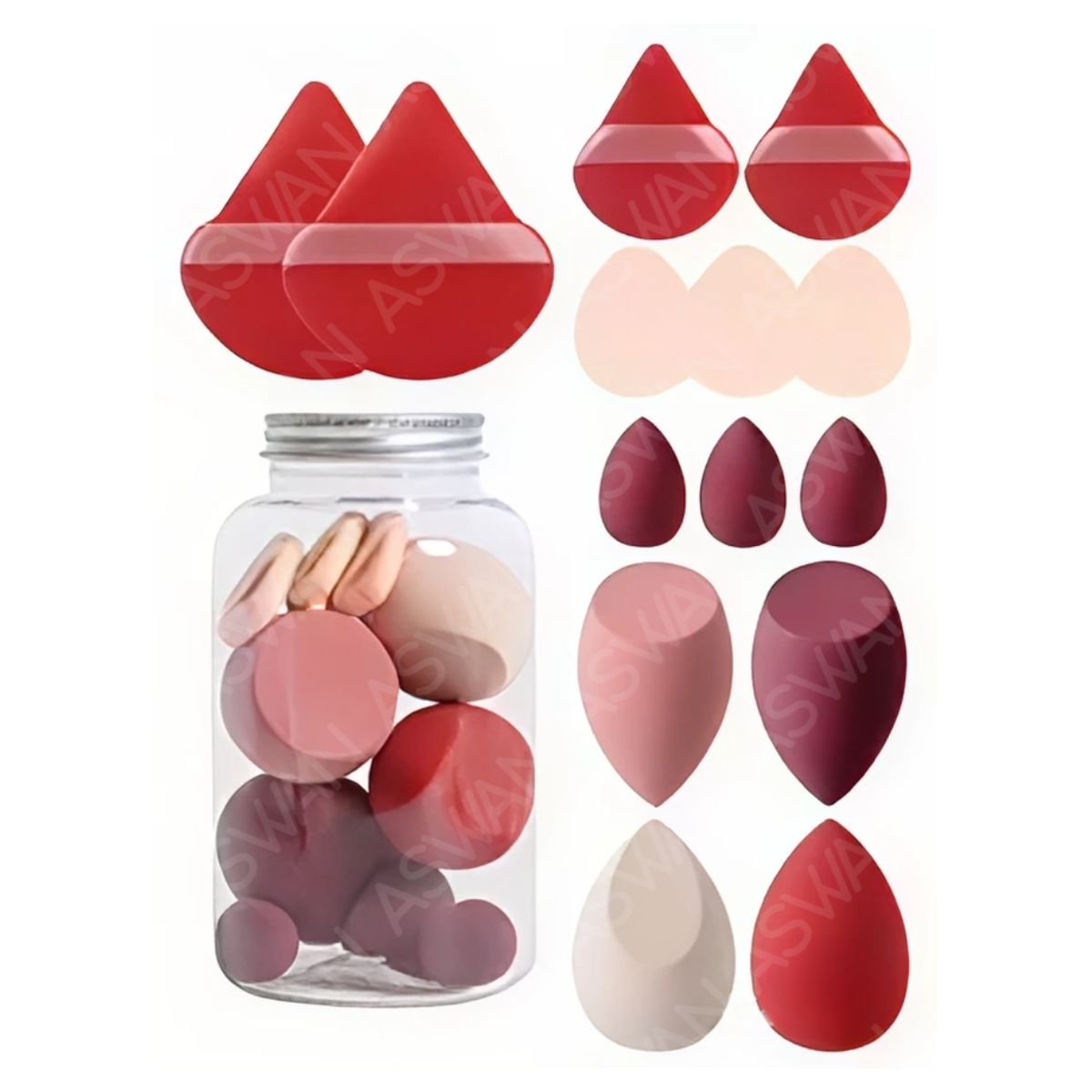 GENERICO - Set de Esponjas Para Maquillaje x14 Piezas Rojos