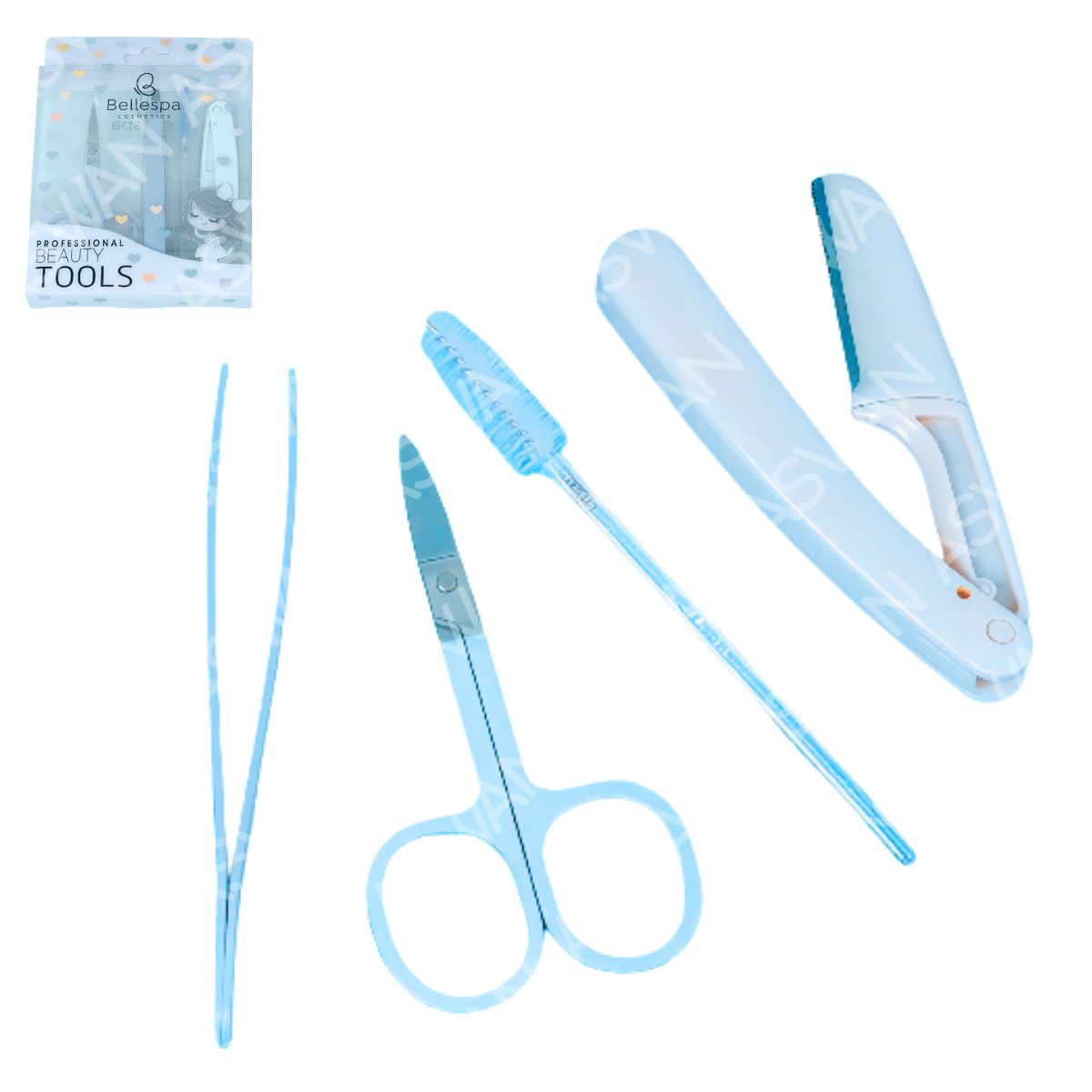 GENERICO - Set De Beauty Tools x4 Piezas Celeste - Bellespa