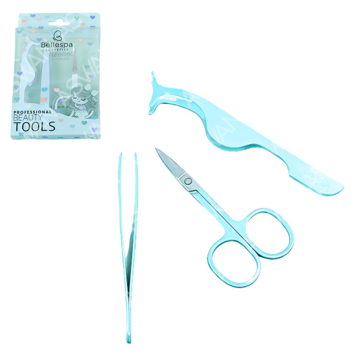 GENERICO - Set De Beauty Tools x3 Piezas Celeste - Bellespa