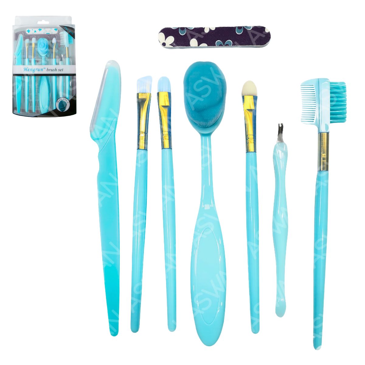 GENERICO - Set De Brochas De Maquillaje Hendren x7 Piezas Celeste