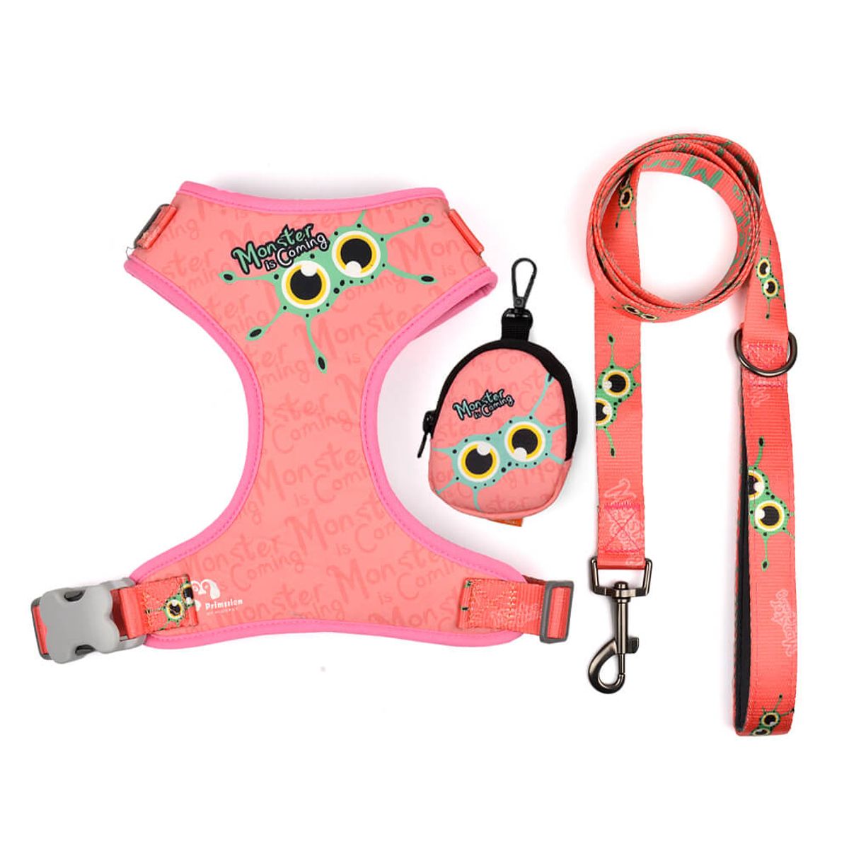 GENERICO - PECHERA MONSTER + CORREA + BOLSADISPENSADORAS TALLA S ROSADO