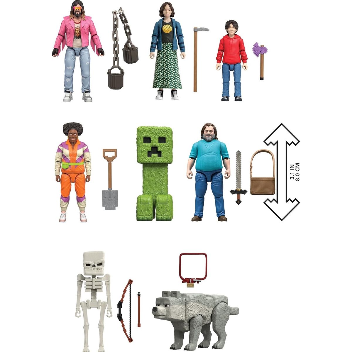 MINECRAFT - Set 8 Figuras Story Pack La Pelicula Steve Garret lobo y mas