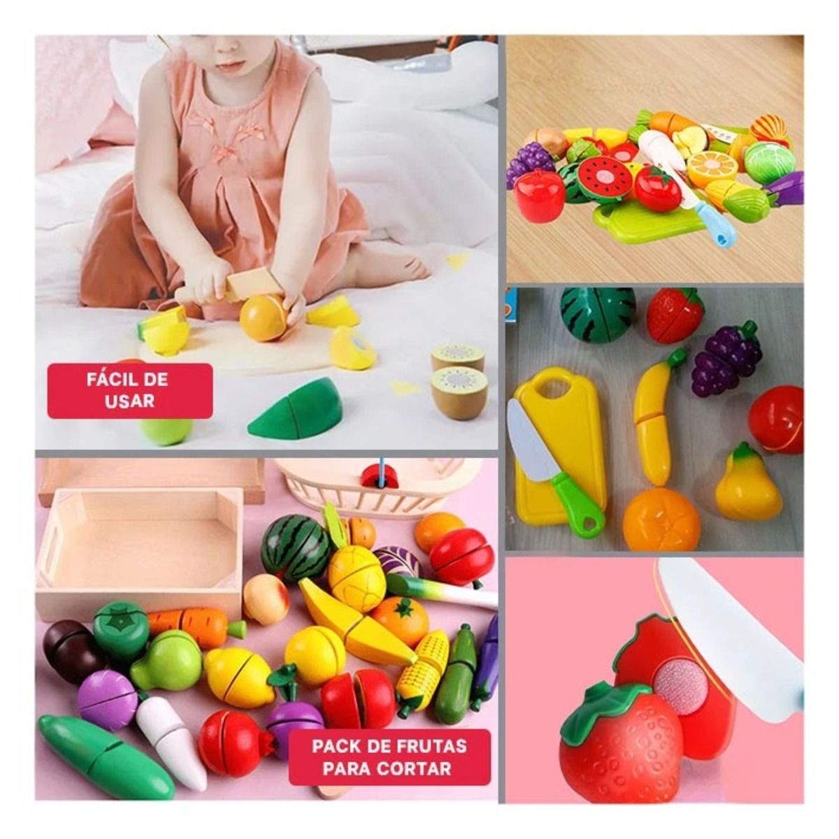 RYBIU IMPORT - Pack6 Juguete de Bandeja de Frutas Y+Regalo Stickers