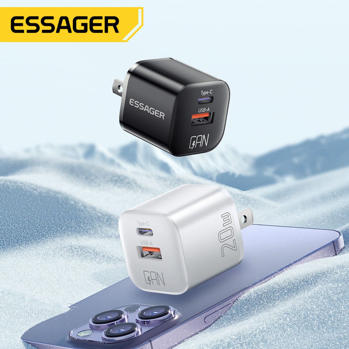 ESSAGER - Cargador 20 W Tecnology GaN