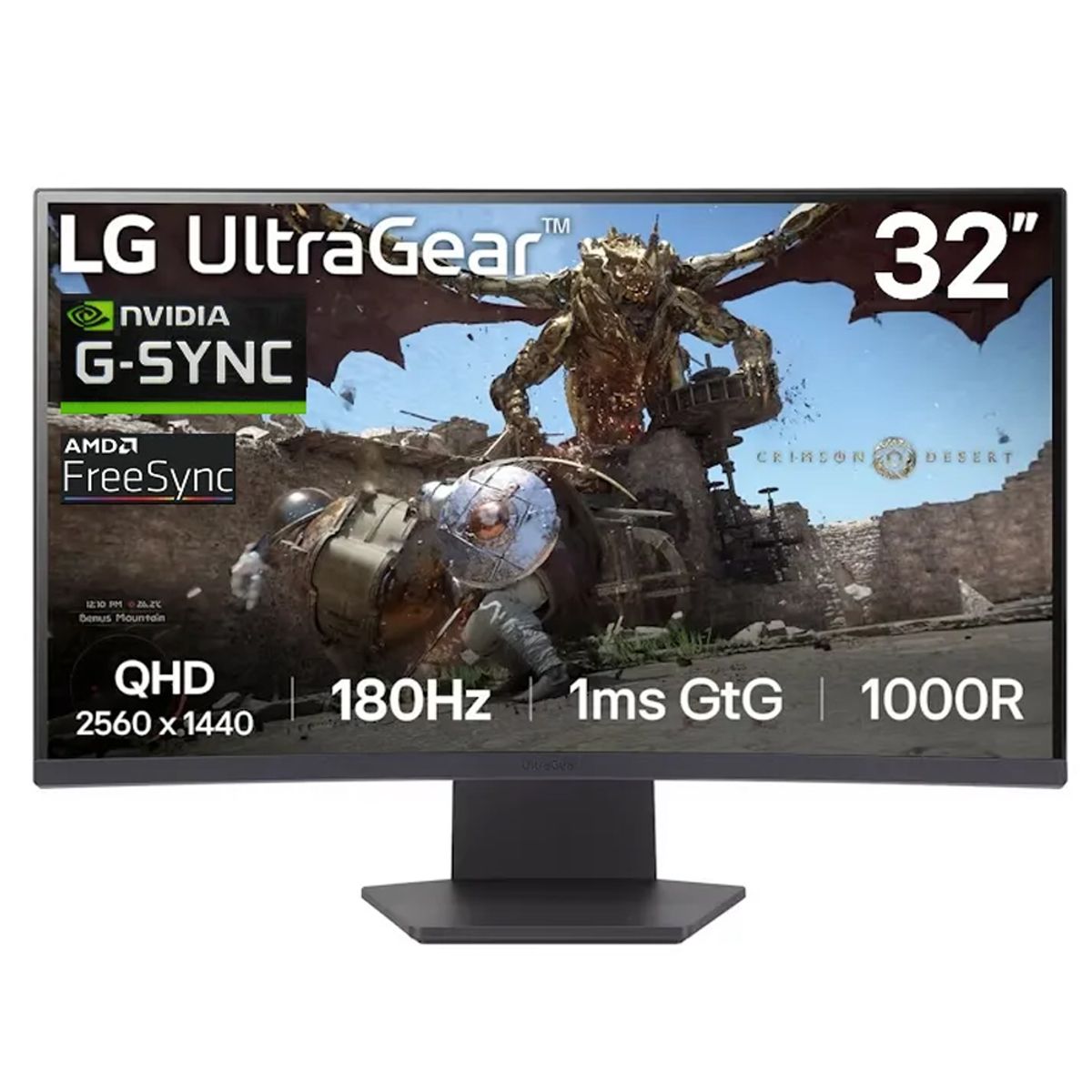 LG - Monitor Gamer LG 32GS60QC-B Curvo 315″ 2K VA 180 Hz 1 ms 2× HDMI DP