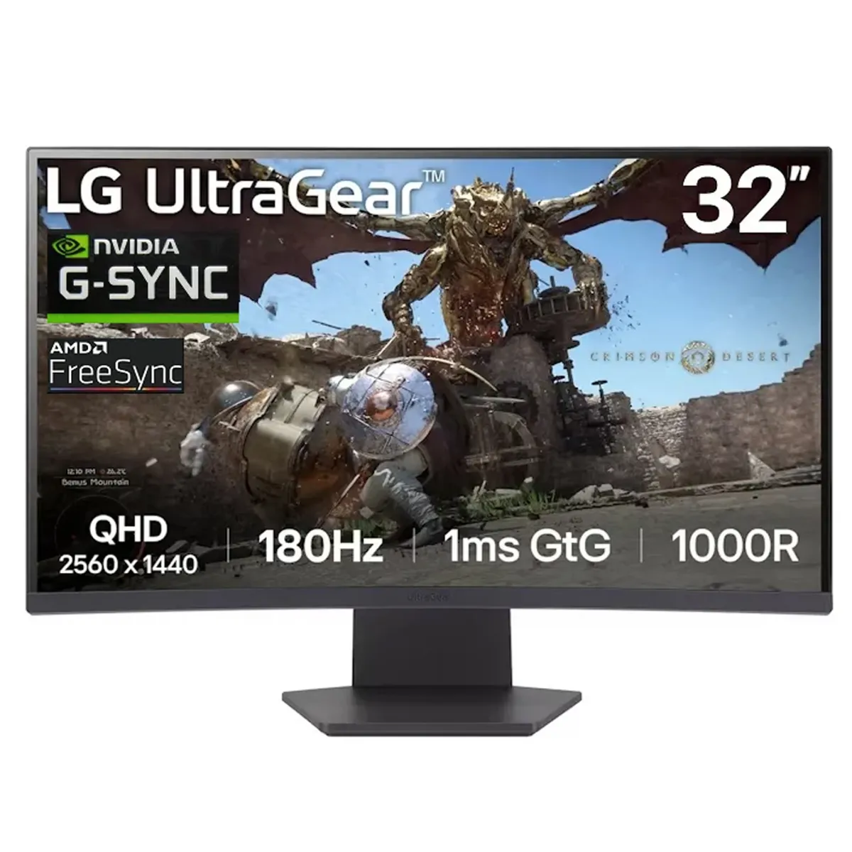 LG - Monitor Gamer LG 32GS60QC-B Curvo 315″ 2K VA 180 Hz 1 ms 2× HDMI DP