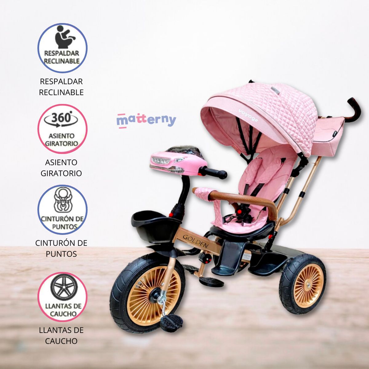 VOYAGE - Triciclo Giratorio Voyage GOLDEN PINK