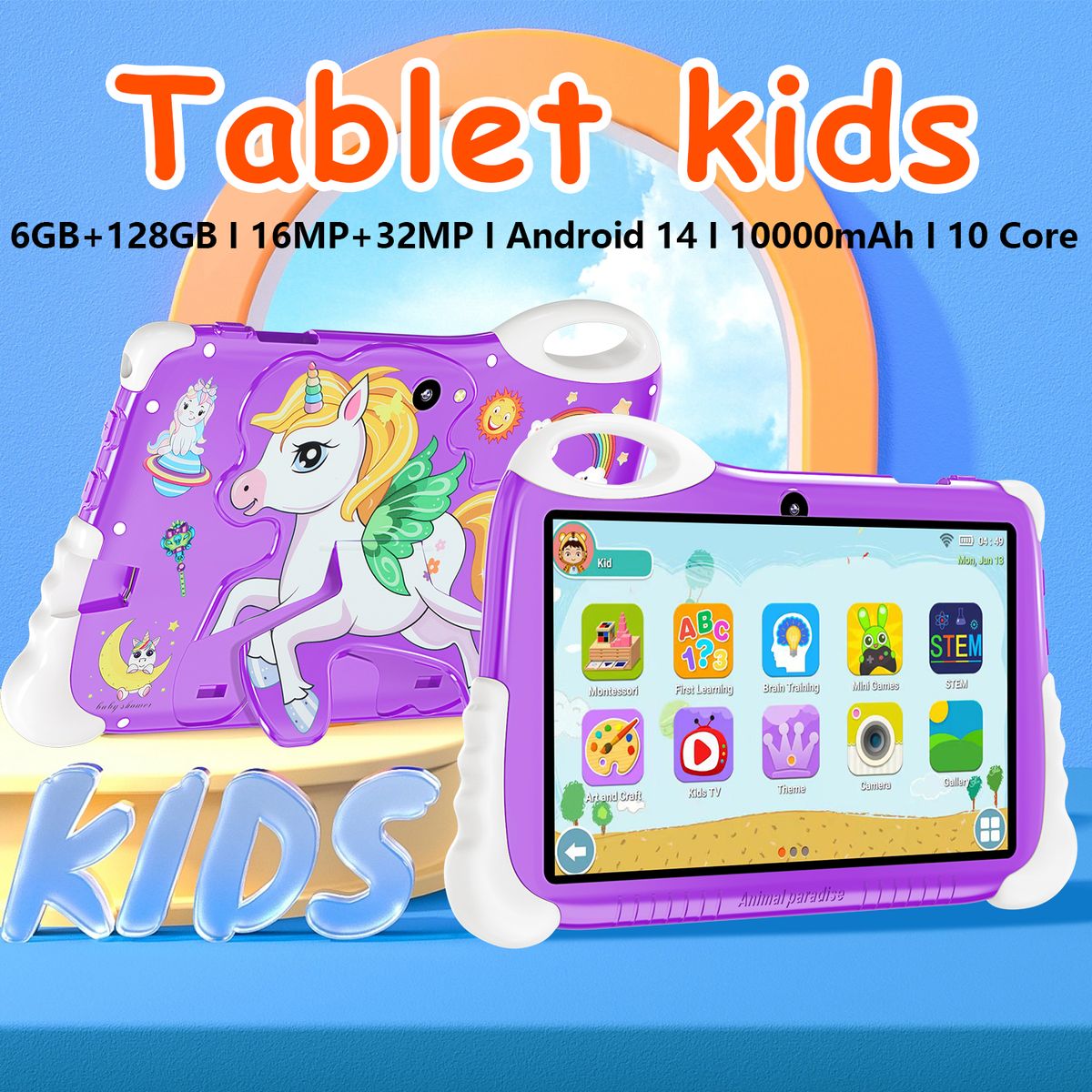 TOUMI - Toumi Tablet Pegasus Para Niños 7 Pulgadas 6g+128g tableta Android 12