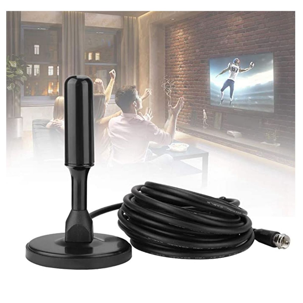 GENERICO - Pack 02 Antenas de televisión HDTV Señal digital HD Con Base de Imán
