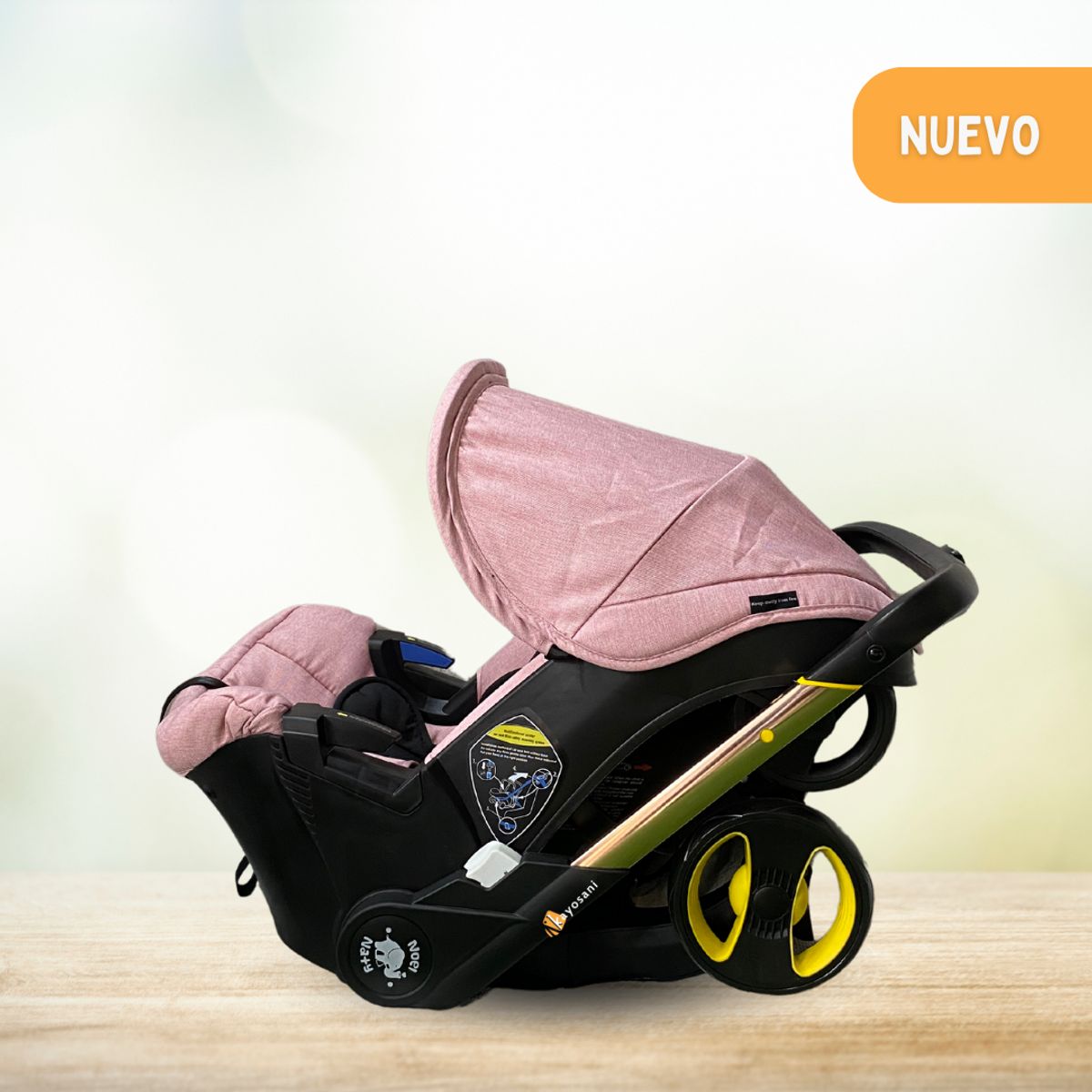 CUZKA - Coche Portabebés 2 en 1 para Bebés «DONNA GOLD» Pink