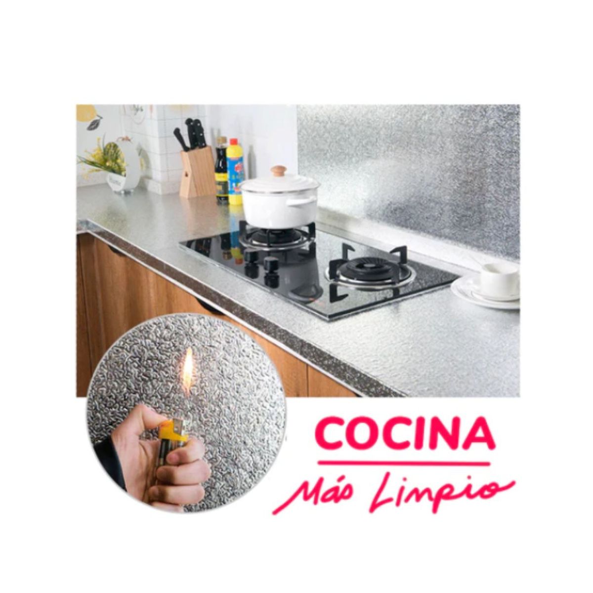 GENERICO - PAPEL TAPIZ DE ALUMINIO PARA COCINA