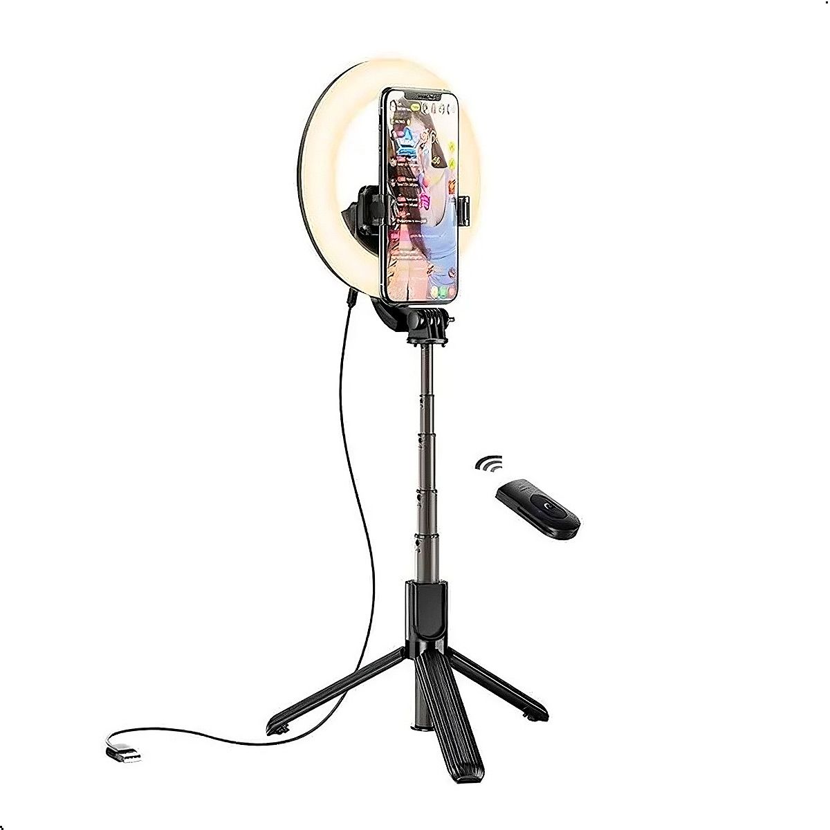 XO - Palo Selfie Trípode Xo Ss12 Cn Aro Luz Led Control Bluetooth