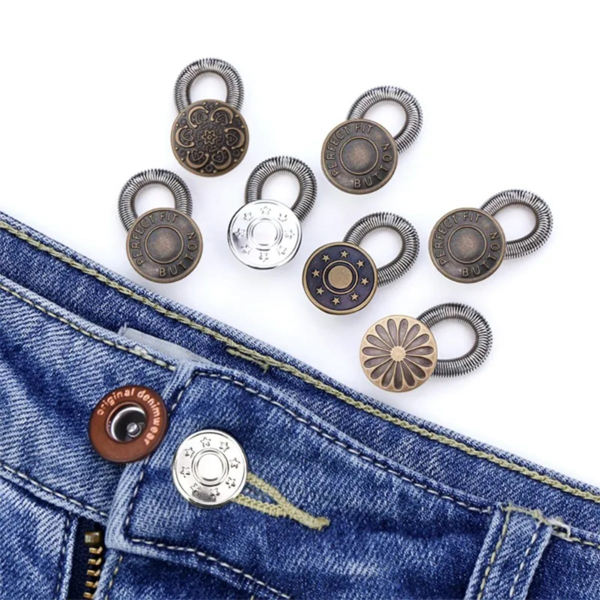 GENERICO - Extensor de botones de Metal para pantalones x 6 Piezas