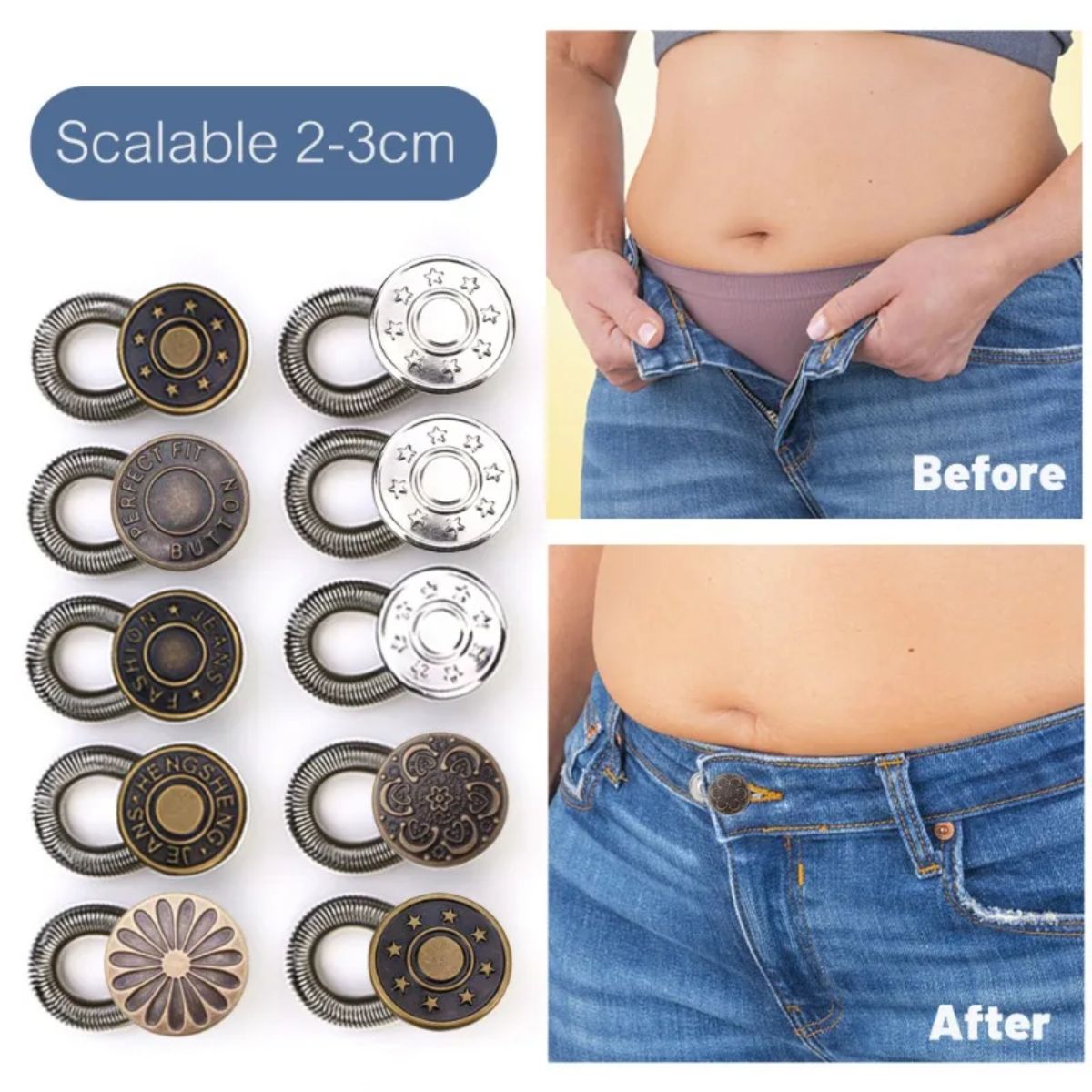 GENERICO - Boton Extensor de Cintura de Pantalones x 6 unidades