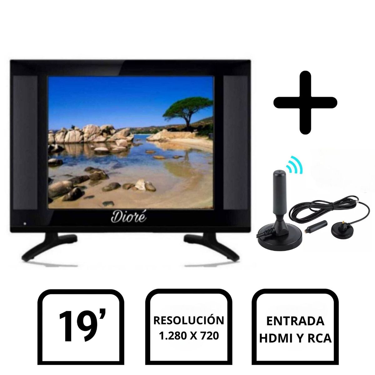 DIORE - Televisor Dioré 19 Digital HD DIO + Antena Señal Digital HDTV