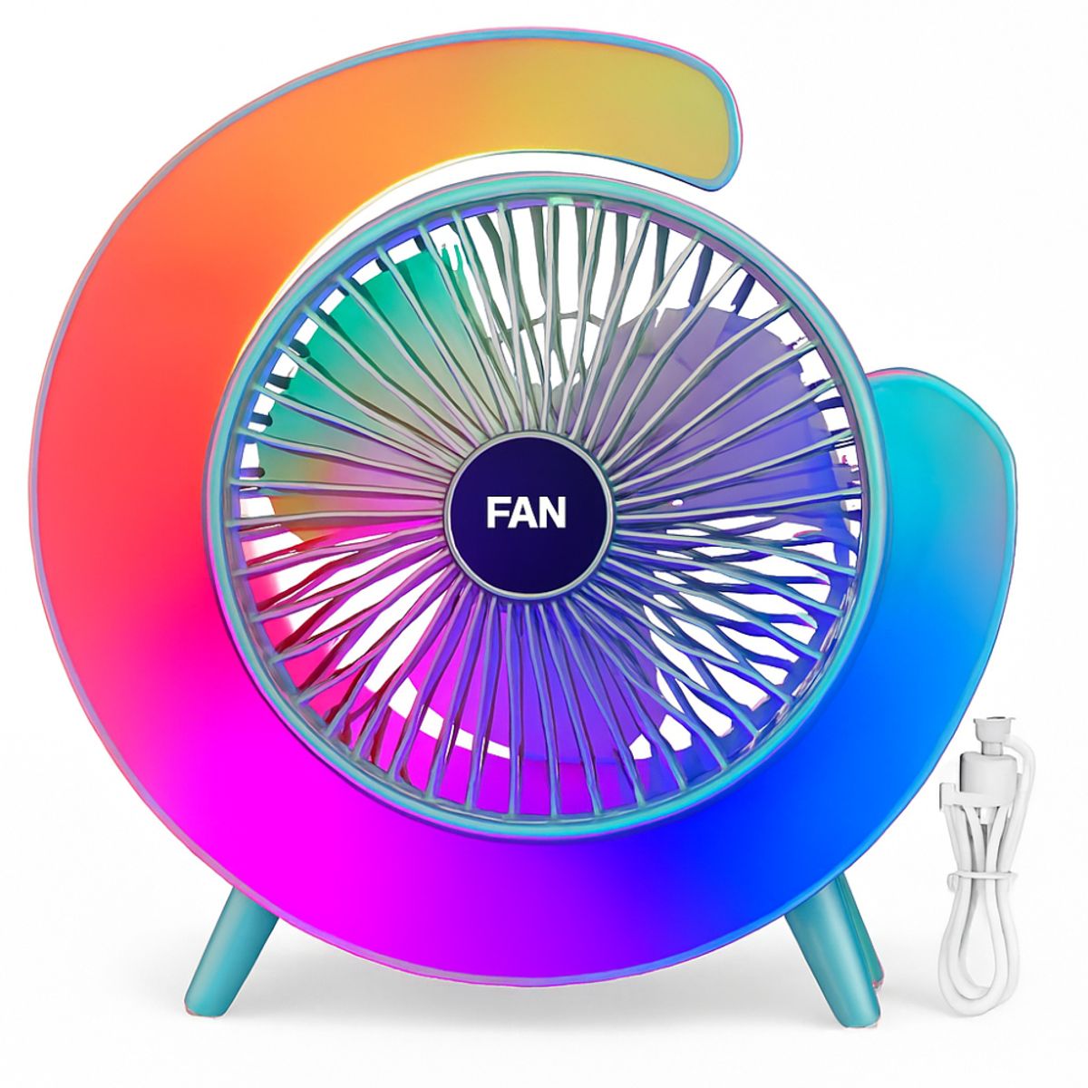 GENERICO - Ventilador Portátil De Escritorio Con Luz Rgb