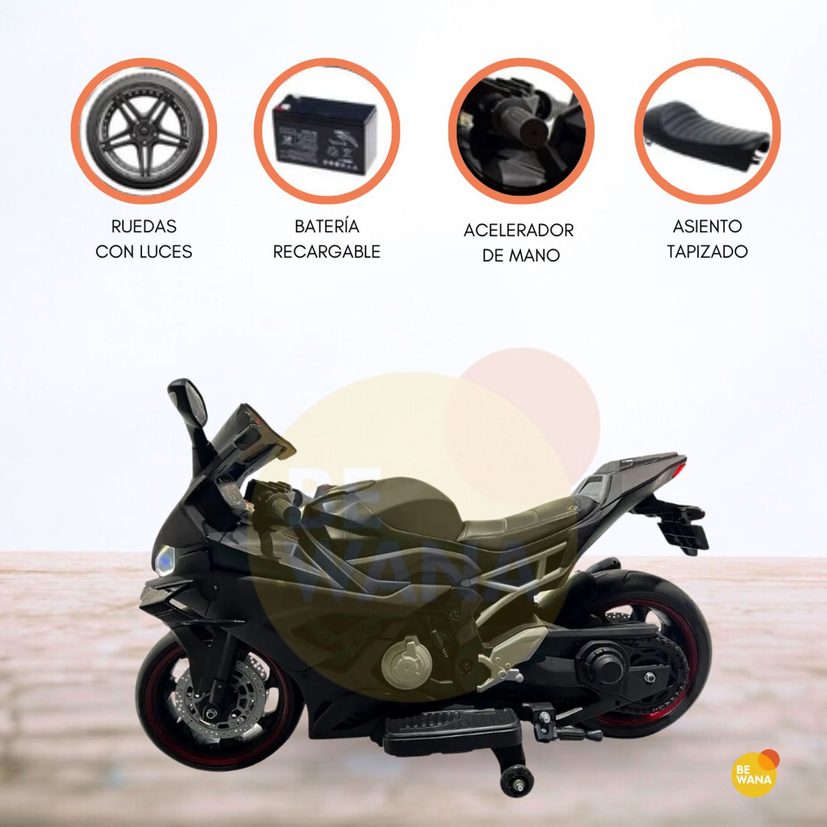 CUZKA - Moto a Batería 24 VLT para Niños «HALCÓN» Black