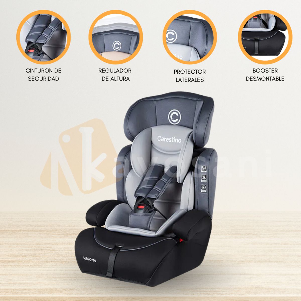 CARESTINO - Silla de Auto para Bebé CARESTINO «VERONA» Gray