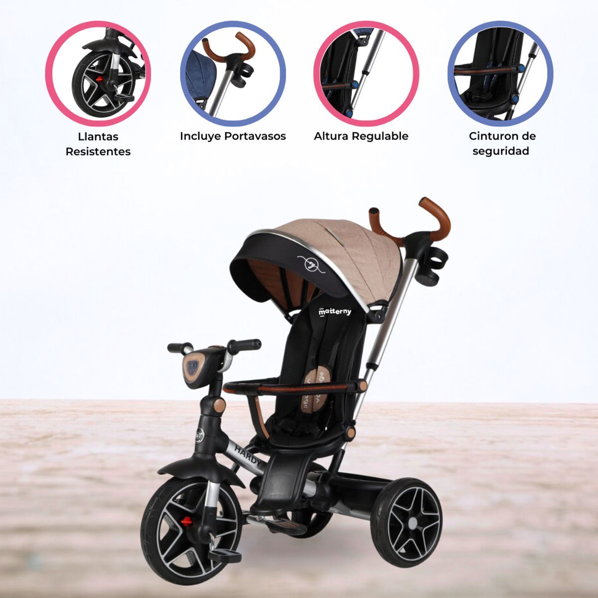 VOYAGE - Triciclo Guiador Reversible 360° «HARDY» Beige