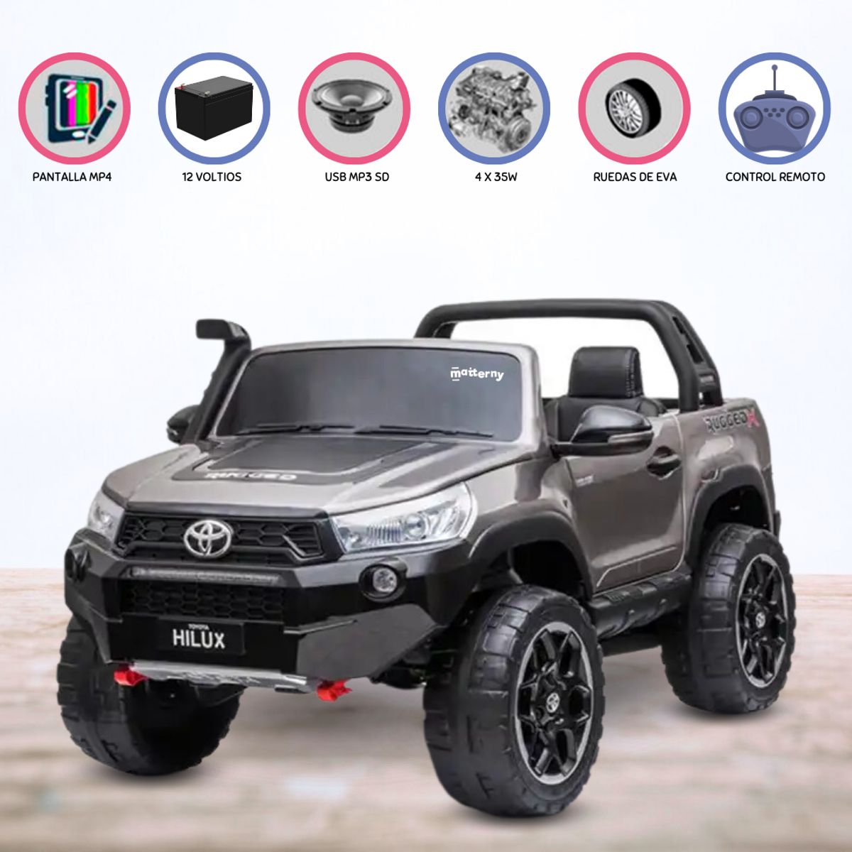 TOYOTA - Carro a Batería 4 x 4 HILUX GRAY