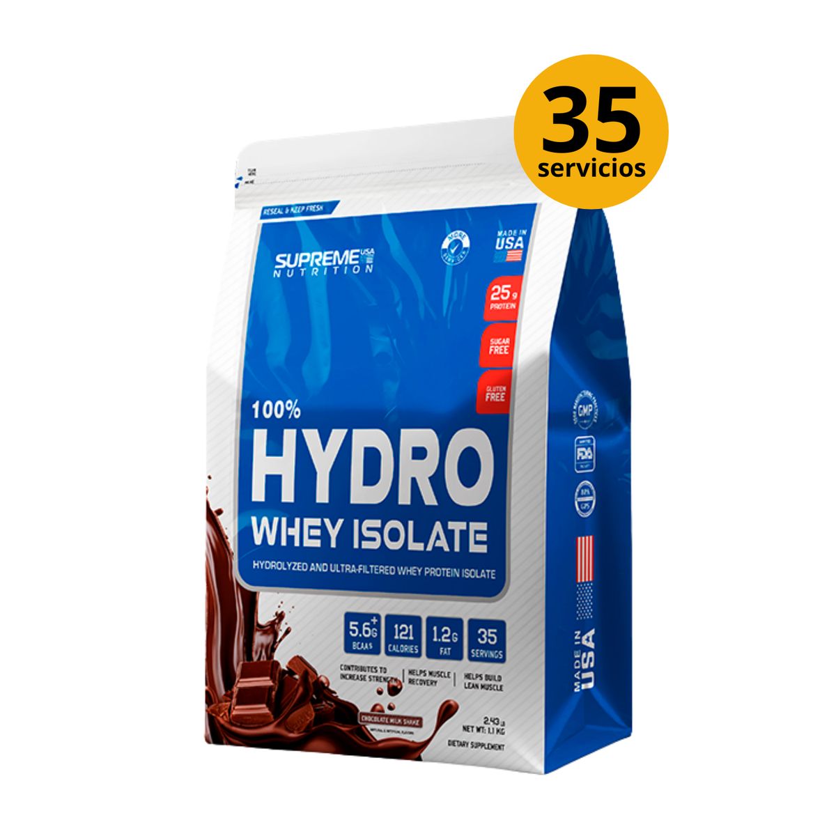 SUPREME NUTRITION - HYDRO WHEY ISOLATE DE 1100g CHOCOLATE - PROTEÍNA ISOLATADA