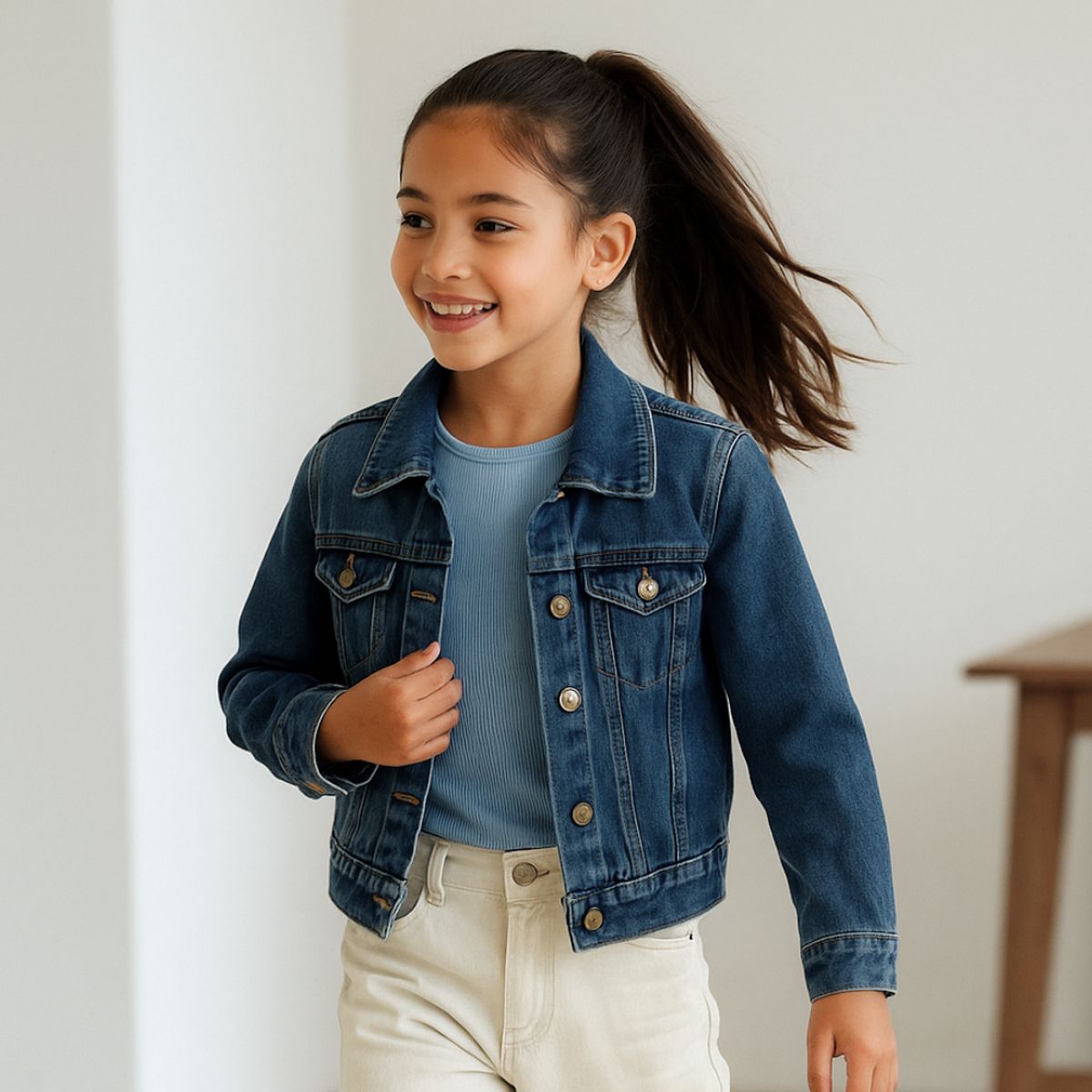 GENERICO - Casaca Jean Denim Azul Niña Algodón  Angela Kids