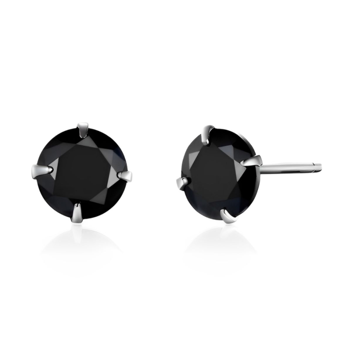 GENERICO - Aretes Mujer Zircón Negro Regalo Mamá Novia Plata 950 - 10mm
