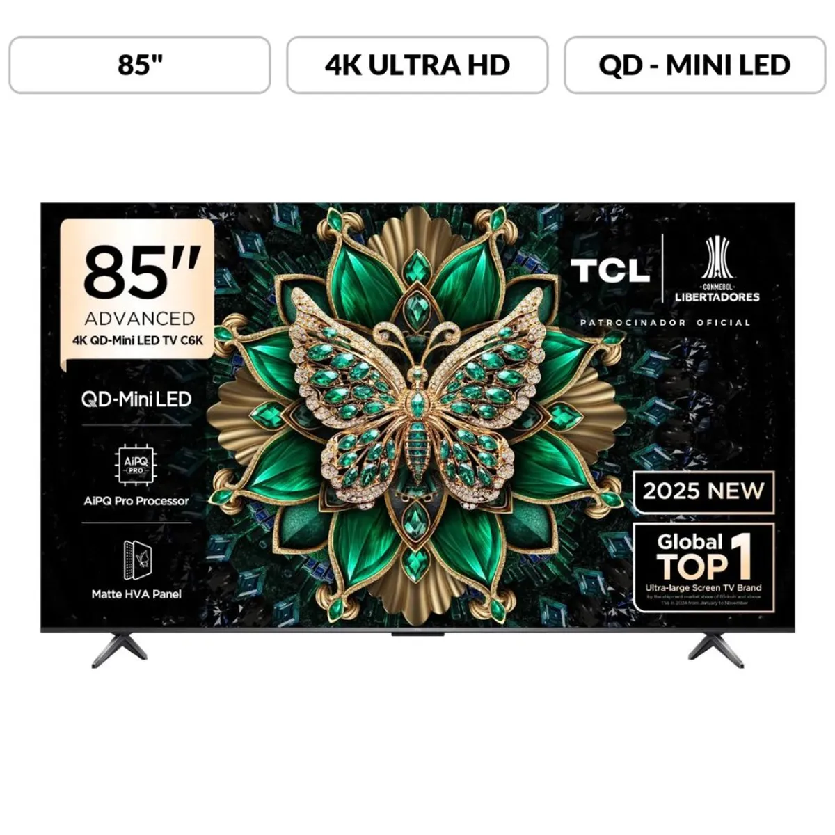TCL - Televisor TCL 85 QD MINI LED 4K UHD Google TV 85C6K-NUEVO 2025
