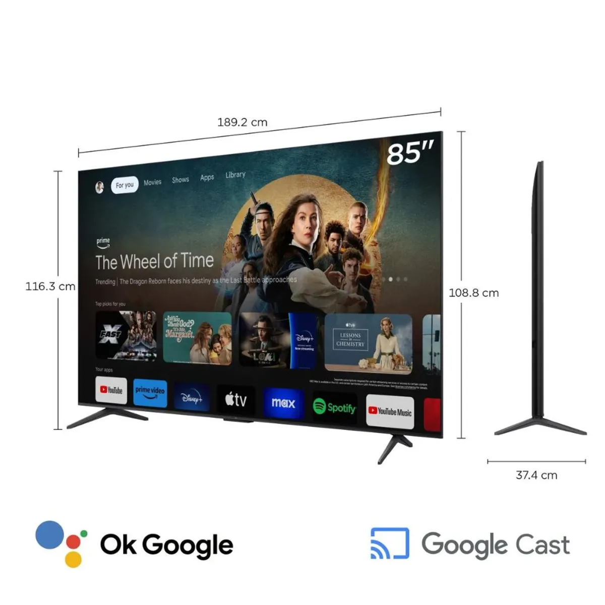 TCL - Televisor TCL 85 QD MINI LED 4K UHD Google TV 85C6K-NUEVO 2025