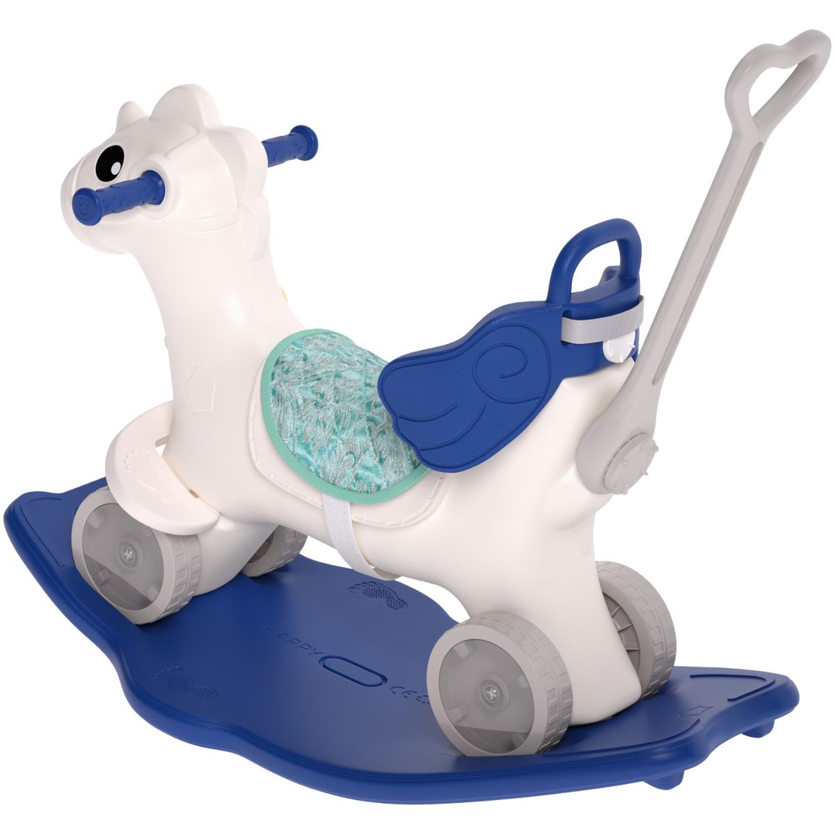 GENERICO - BALANCIN CABALLITO 4 EN 1 PARA BEBES Y NIÑOS COLOR AZUL