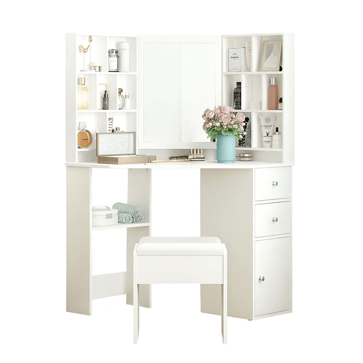 MUEBLES CRISOSTOMO - Tocador Esquinero de Melamina 117cm